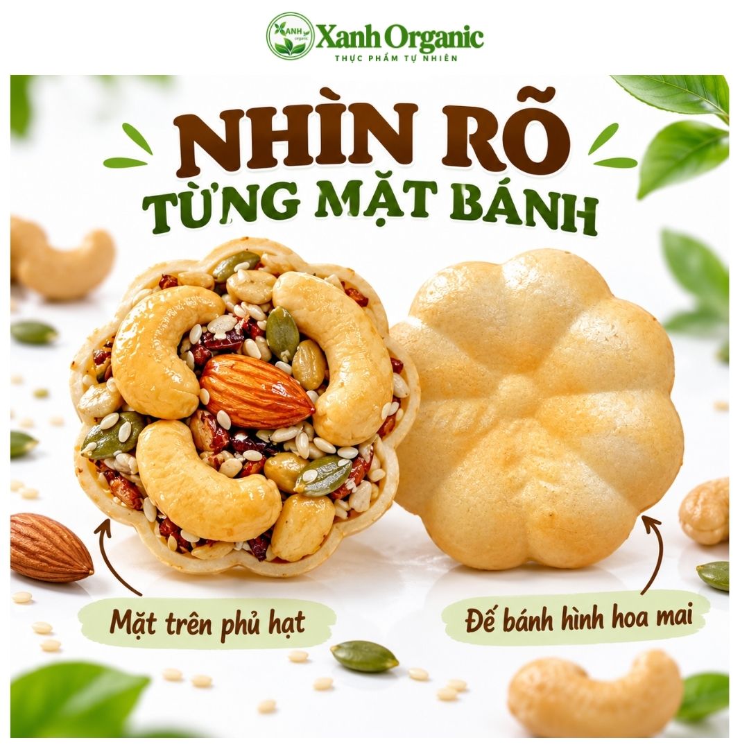 (Loại Vip) Bánh hoa mai mix hạt-Ăn vặt heathy (3 điêu-1 Hạnh Nhân) — ảnh 4