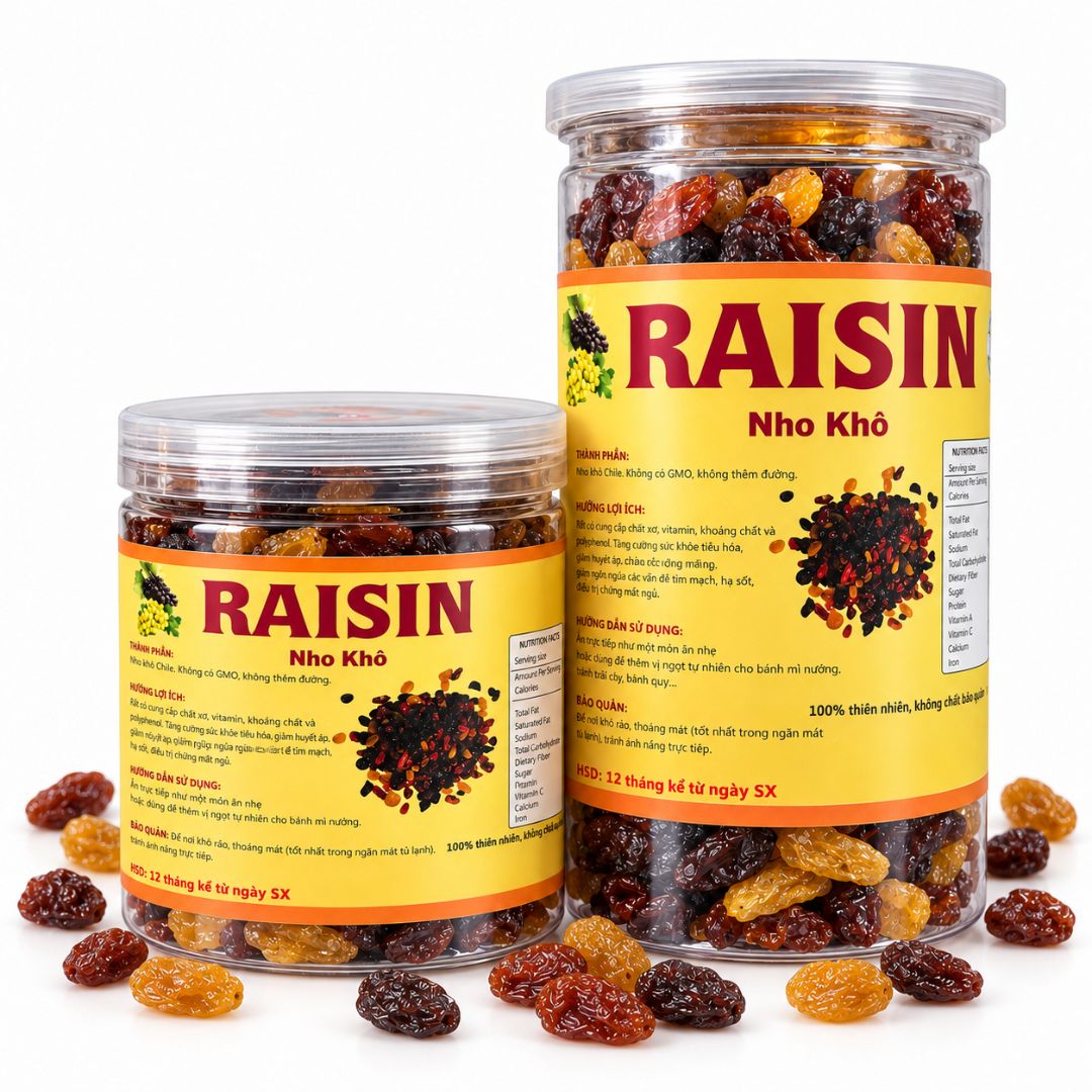 [không đường] Nho khô Raisin Xanh Organic xuất xứ Chile  500gr