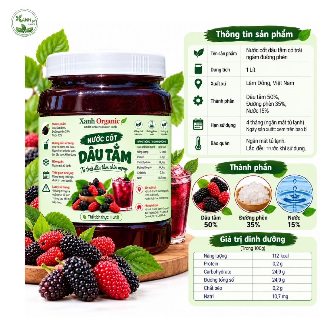 Nước cốt dâu tằm – Dạng chai & hũ cốt dâu có mứt | Xanh Organic — ảnh 4