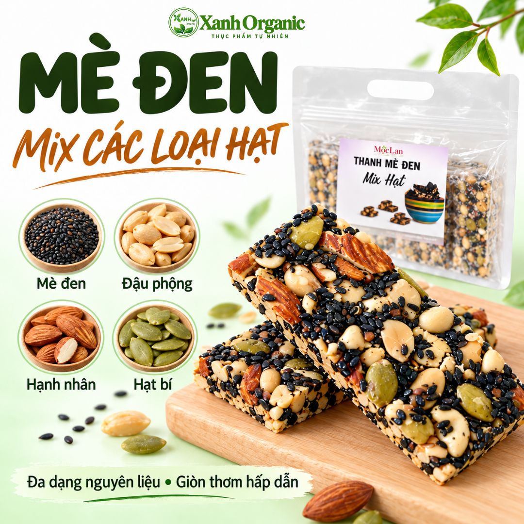 Thanh mè đen mix siêu hạt- bữa phụ heathy-500g — ảnh 4