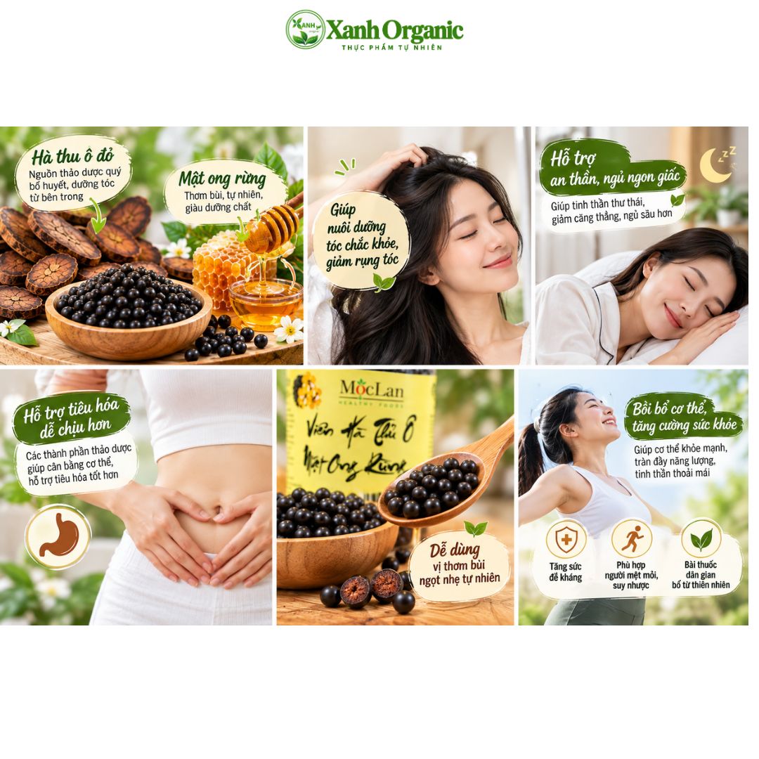 Viên Hà Thủ Ô mật ong rừng- hỗ trợ đen tóc đỏ da-Hộp 500g — ảnh 7