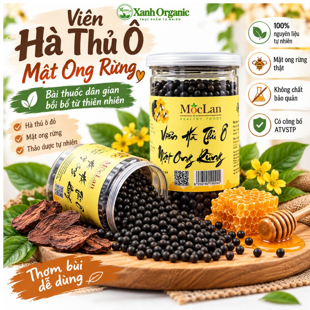 Viên Hà Thủ Ô mật ong rừng- hỗ trợ đen tóc đỏ da-Hộp 500g — ảnh 2