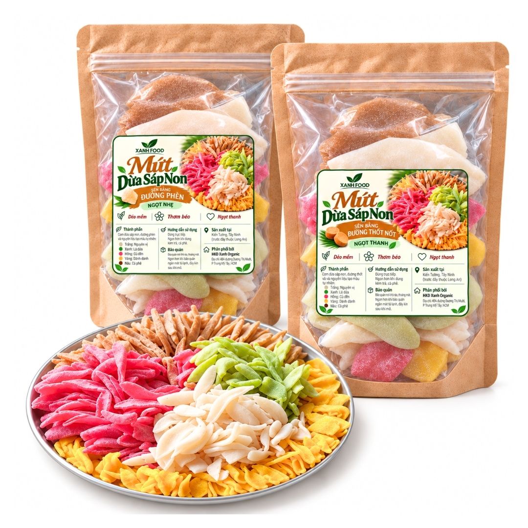 Mứt dừa sáp non headthy làm bằng đường phèn, đường thốt nốt|Xanh Food — ảnh 1