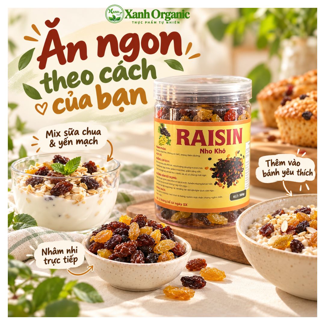 [không đường] Nho khô Raisin Xanh Organic xuất xứ Chile  500gr — ảnh 6