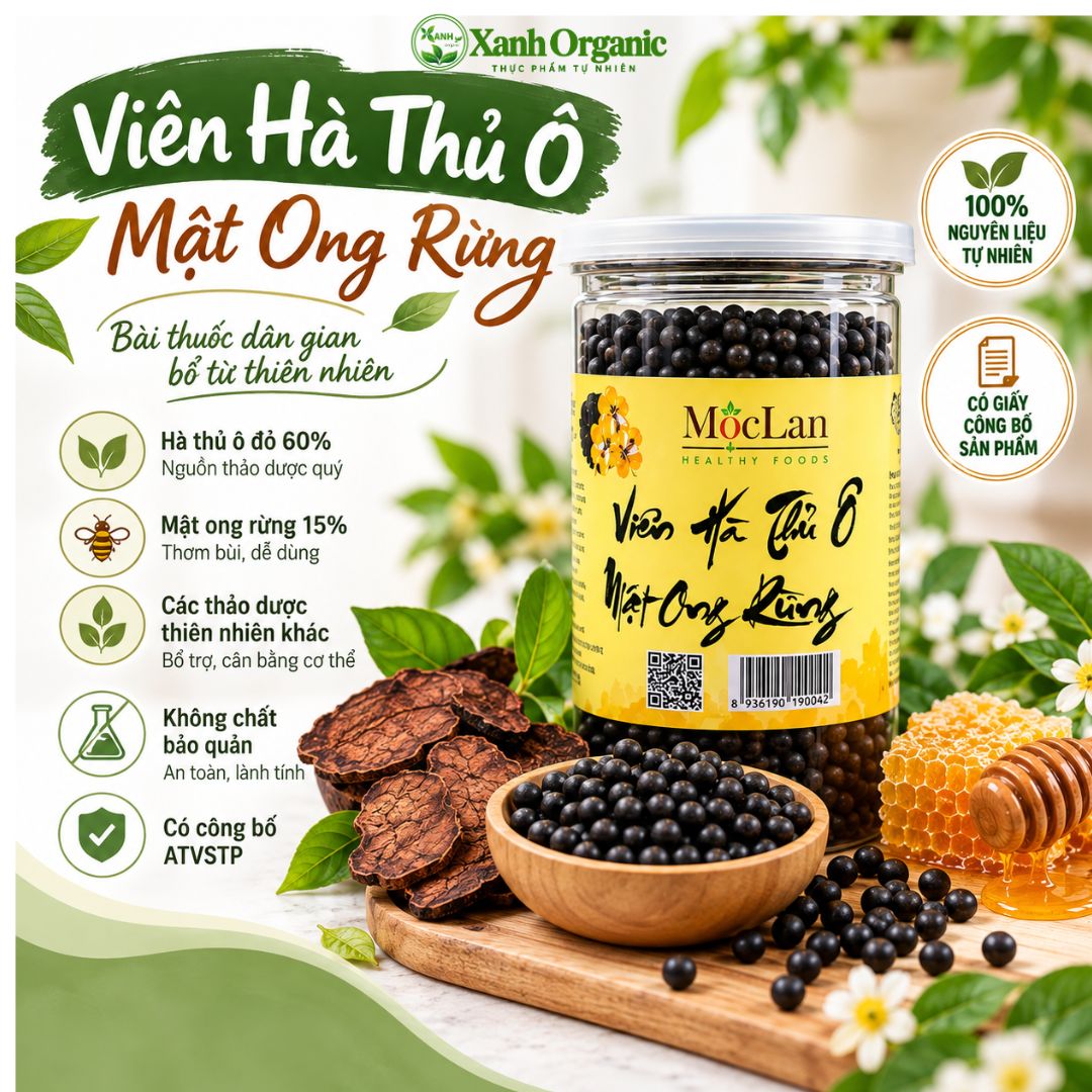 Viên Hà Thủ Ô mật ong rừng- hỗ trợ đen tóc đỏ da-Hộp 500g — ảnh 3