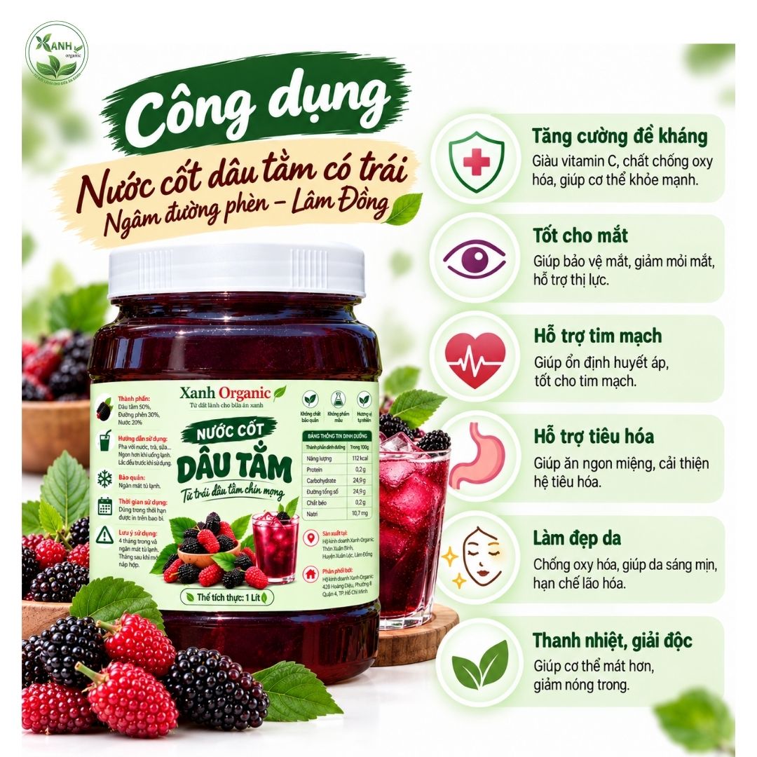 Nước cốt dâu tằm – Dạng chai & hũ cốt dâu có mứt | Xanh Organic — ảnh 5