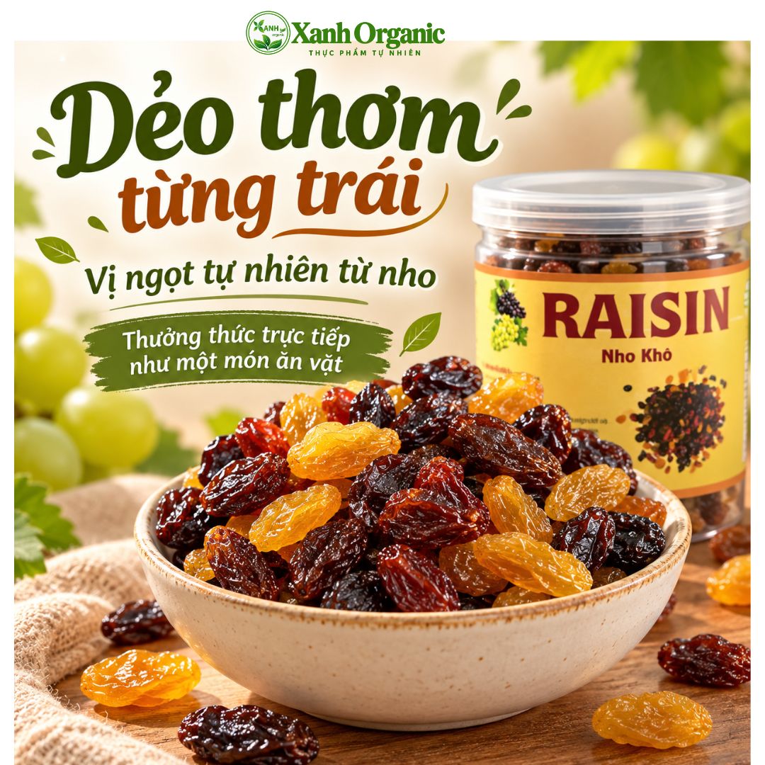 [không đường] Nho khô Raisin Xanh Organic xuất xứ Chile  500gr — ảnh 2