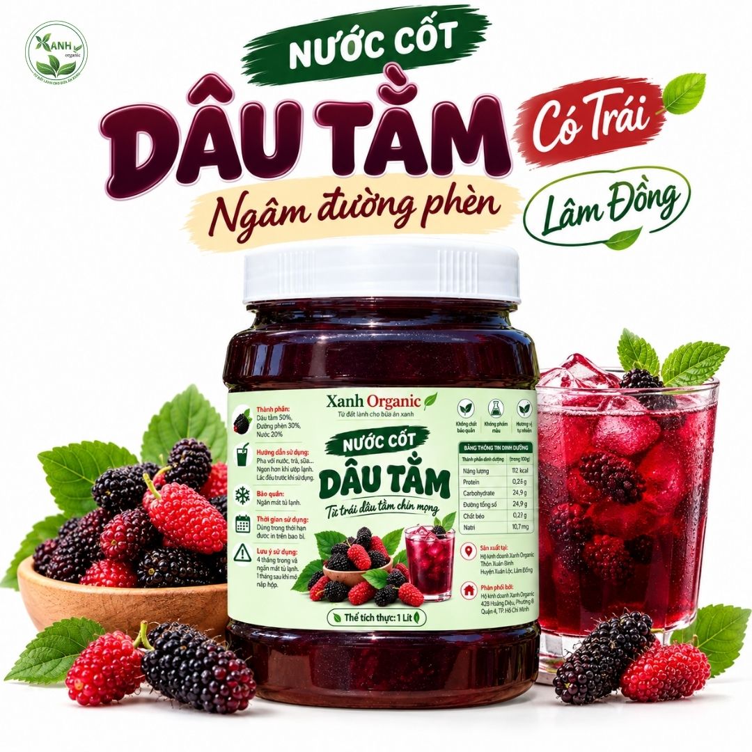 Nước cốt dâu tằm – Dạng chai & hũ cốt dâu có mứt | Xanh Organic — ảnh 3