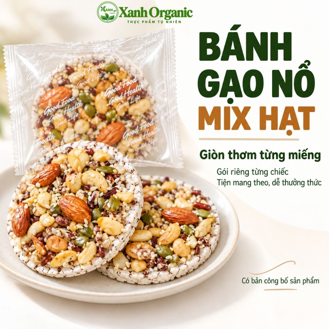 (loại Vip) Bánh nổ gạo lứt mix hạt giòn tan — ảnh 1