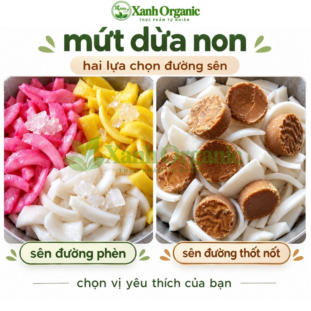 Mứt dừa sáp non headthy làm bằng đường phèn, đường thốt nốt|Xanh Food — ảnh 5