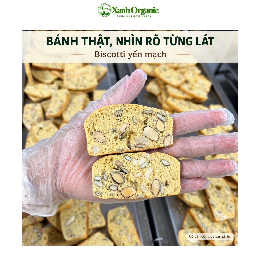 Bánh biscotti nguyên cám yến mạch mix 3 vị – giòn thơm vị hạt, tiện dùng bữa phụ | Xanh Organic | 180g – 240g — ảnh 6