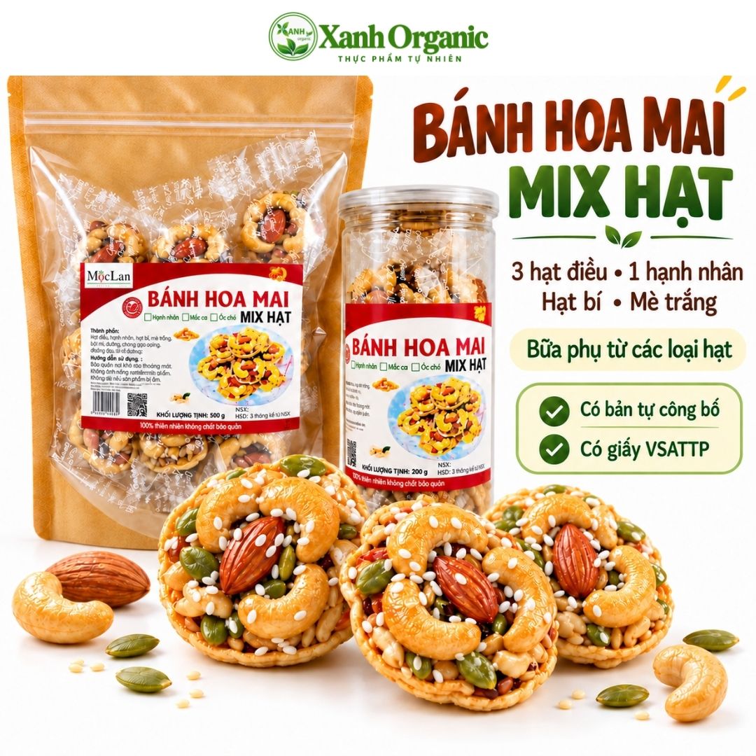 (Loại Vip) Bánh hoa mai mix hạt-Ăn vặt heathy (3 điêu-1 Hạnh Nhân) — ảnh 8