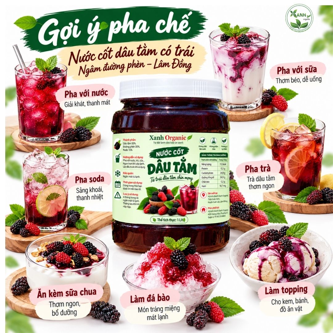 Nước cốt dâu tằm – Dạng chai & hũ cốt dâu có mứt | Xanh Organic — ảnh 6