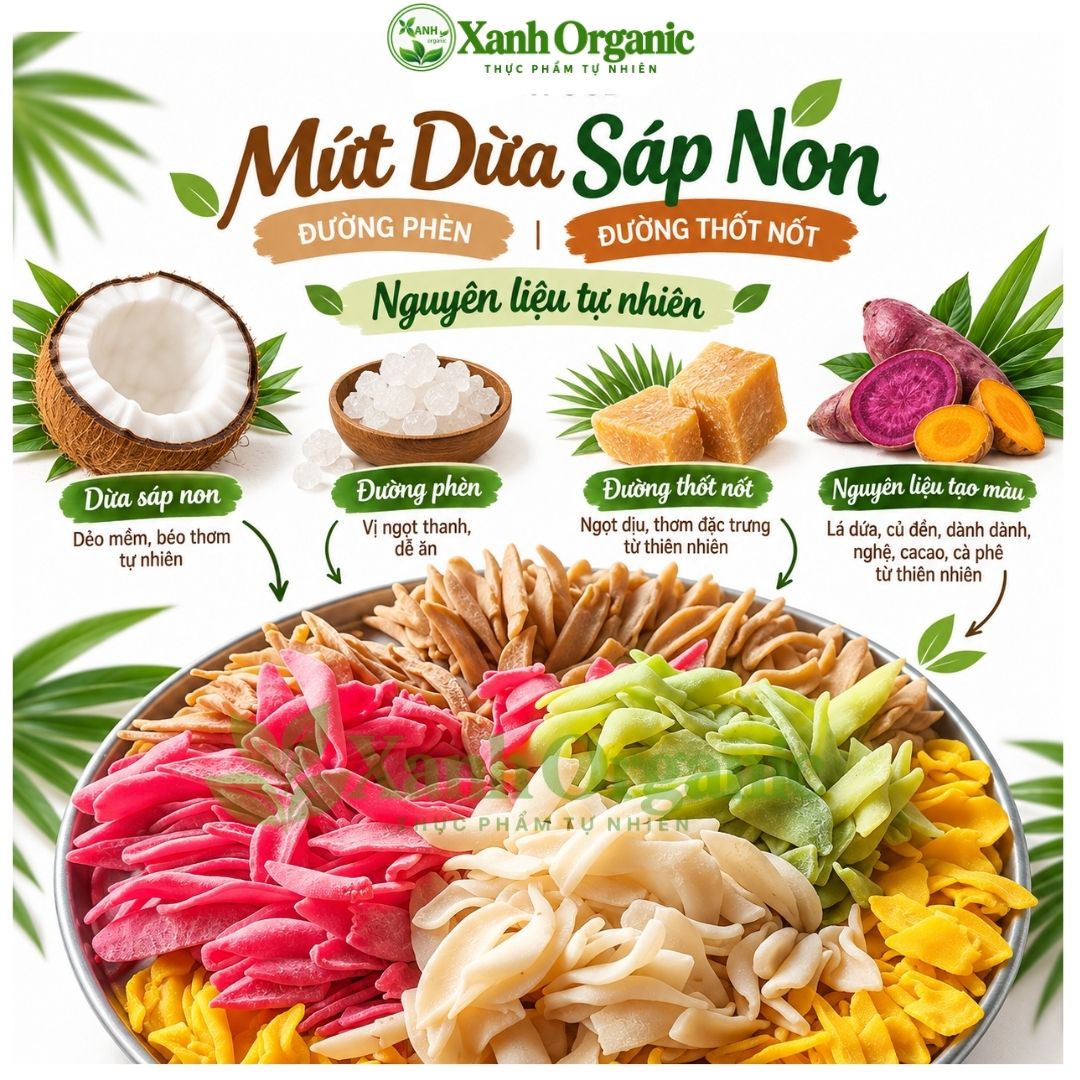 Mứt dừa sáp non headthy làm bằng đường phèn, đường thốt nốt|Xanh Food — ảnh 2