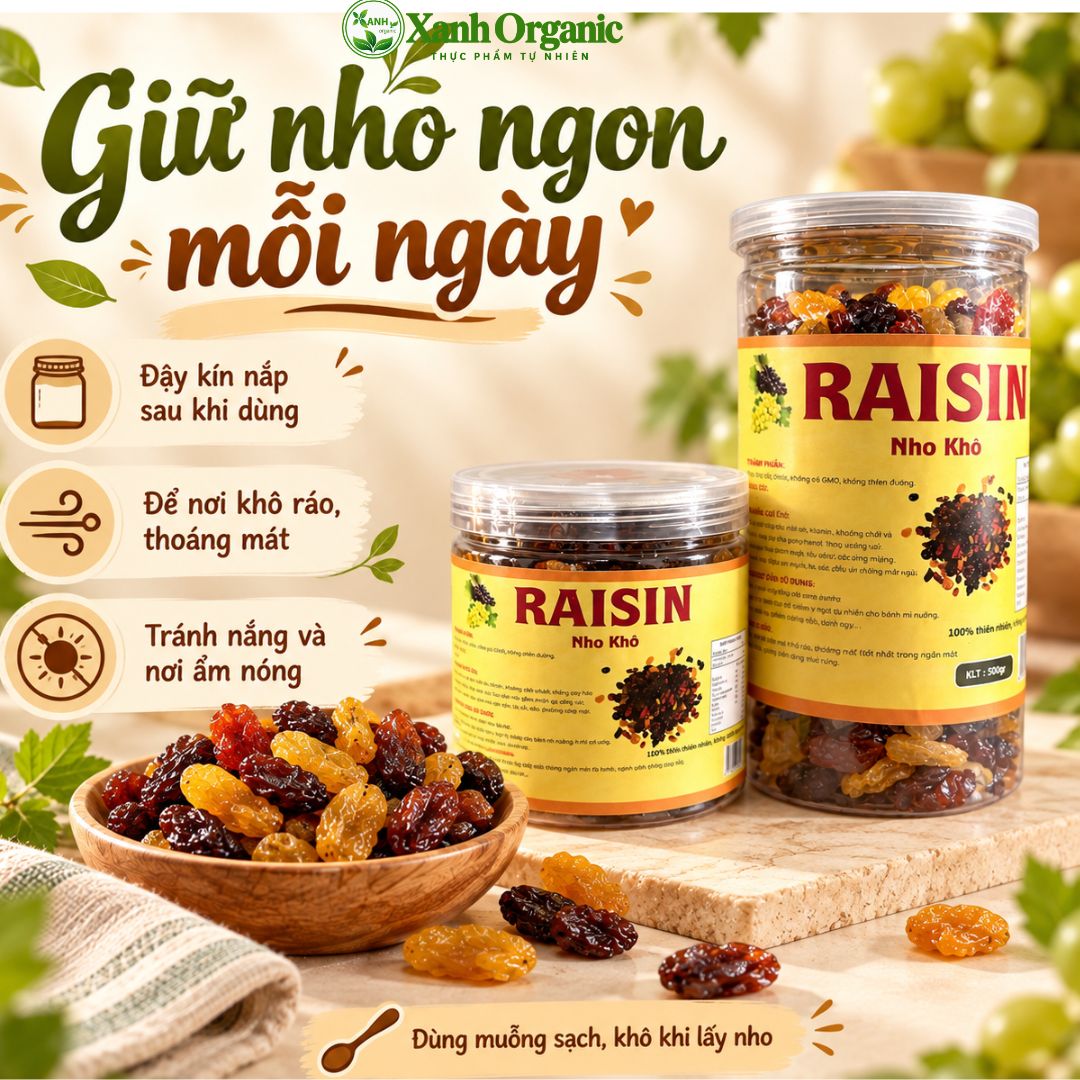 [không đường] Nho khô Raisin Xanh Organic xuất xứ Chile  500gr — ảnh 4
