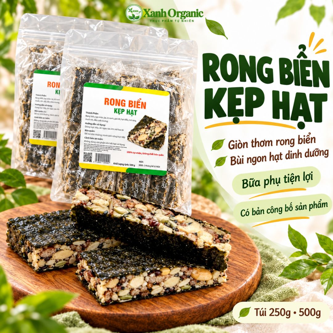 Bánh rong biển kẹp hạt ăn kiêng giảm cân- Túi 500g — ảnh 3