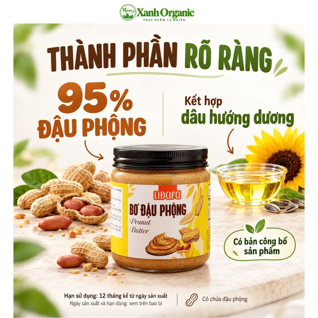 Bơ đậu phộng Lidafa nguyên chất-95% đậu phộng- 240g — ảnh 5