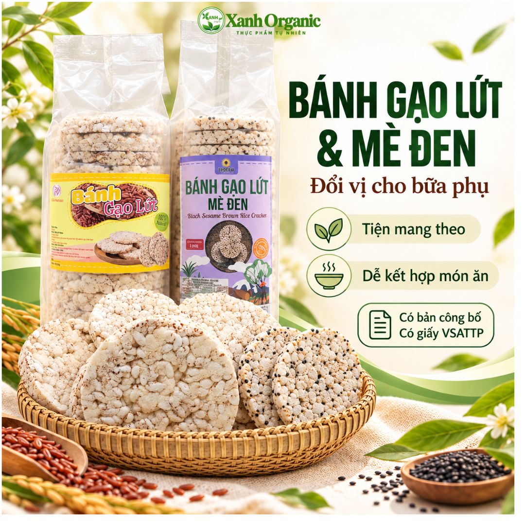 Bánh gạo lứt & mè đen ăn kiêng-bữa phụ heathy nguyên hạt 3 cây 51 bánh 500g — ảnh 2