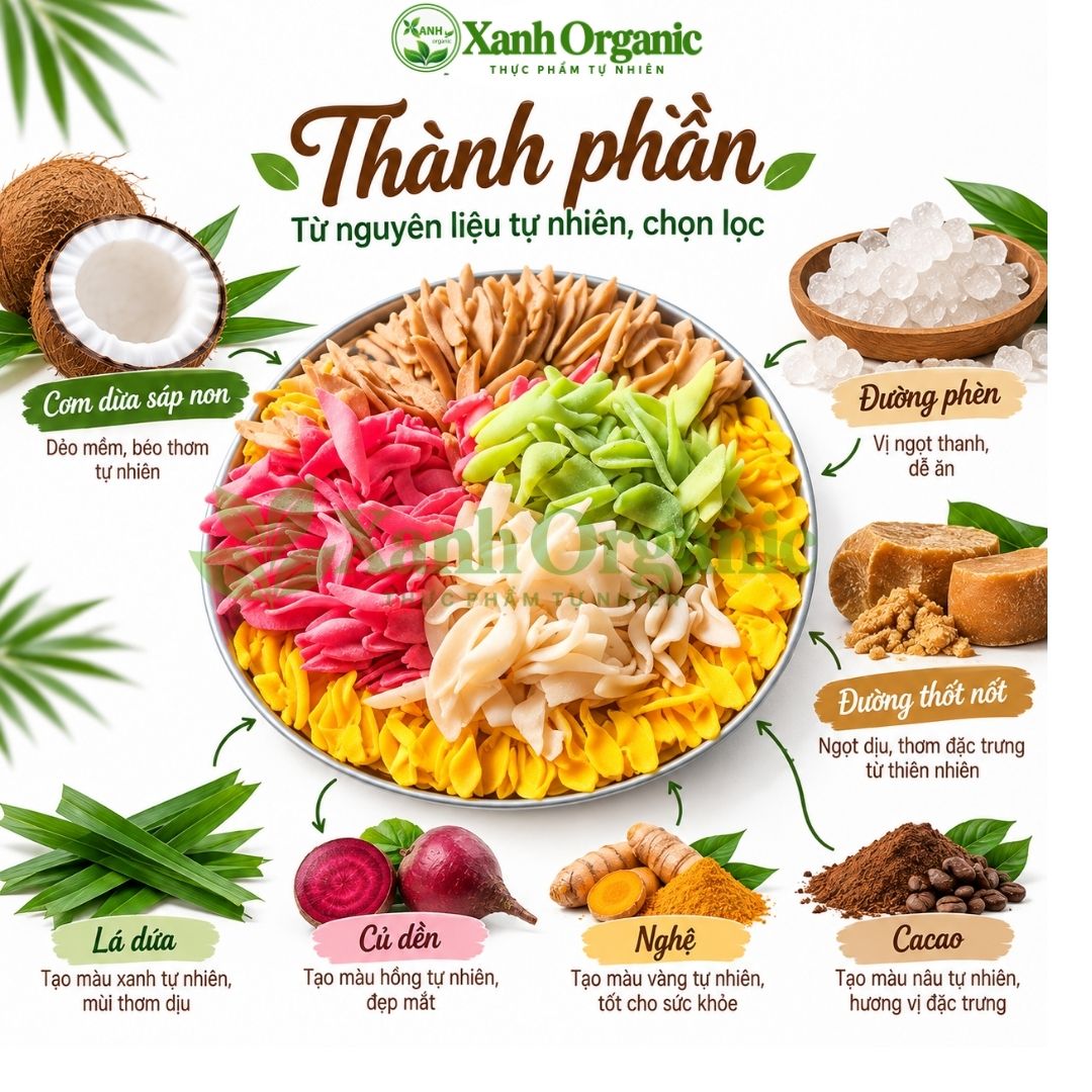 Mứt dừa sáp non headthy làm bằng đường phèn, đường thốt nốt|Xanh Food — ảnh 3