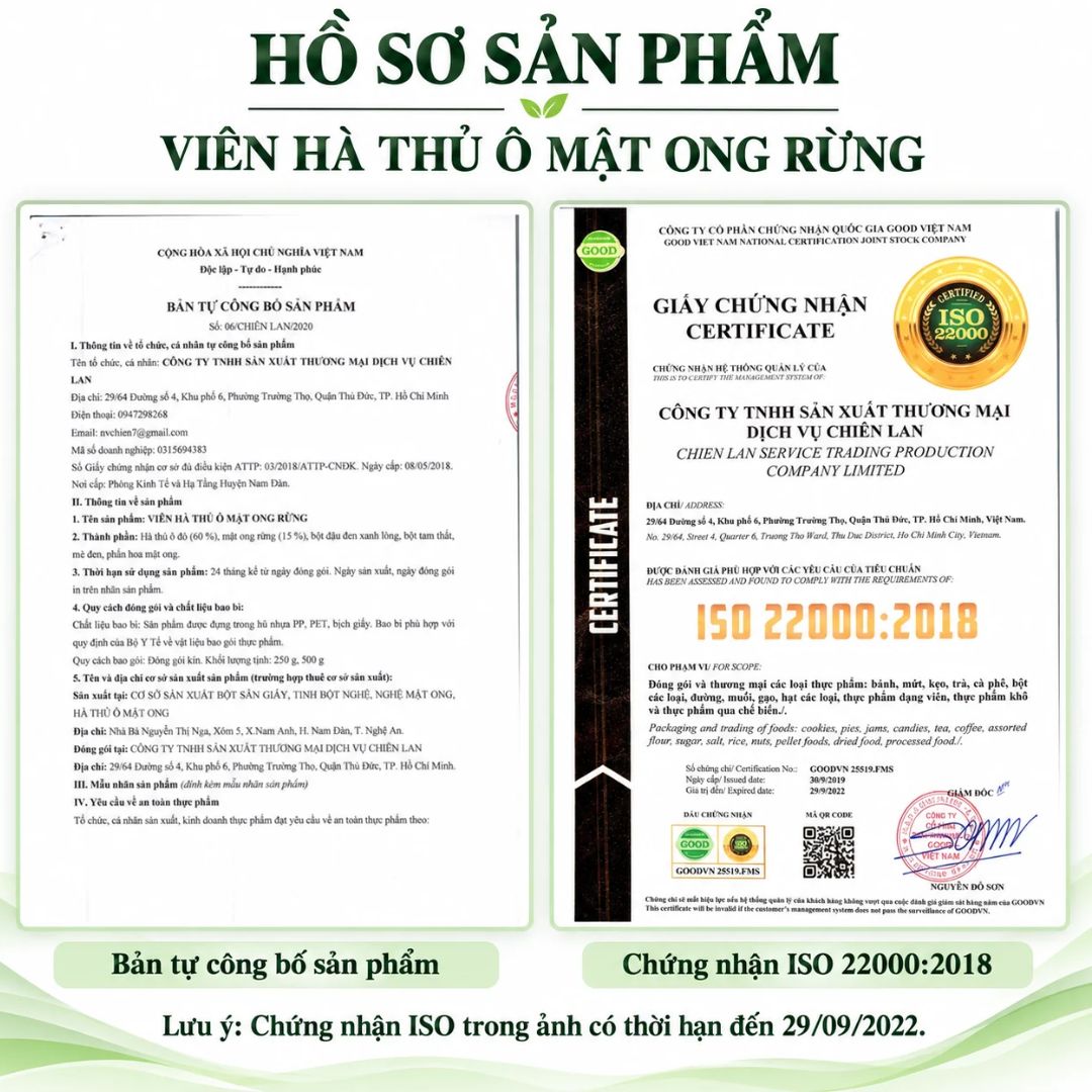 Viên Hà Thủ Ô mật ong rừng- hỗ trợ đen tóc đỏ da-Hộp 500g — ảnh 8