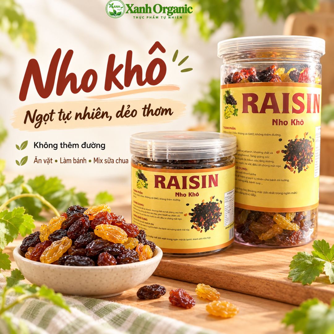 [không đường] Nho khô Raisin Xanh Organic xuất xứ Chile  500gr — ảnh 5
